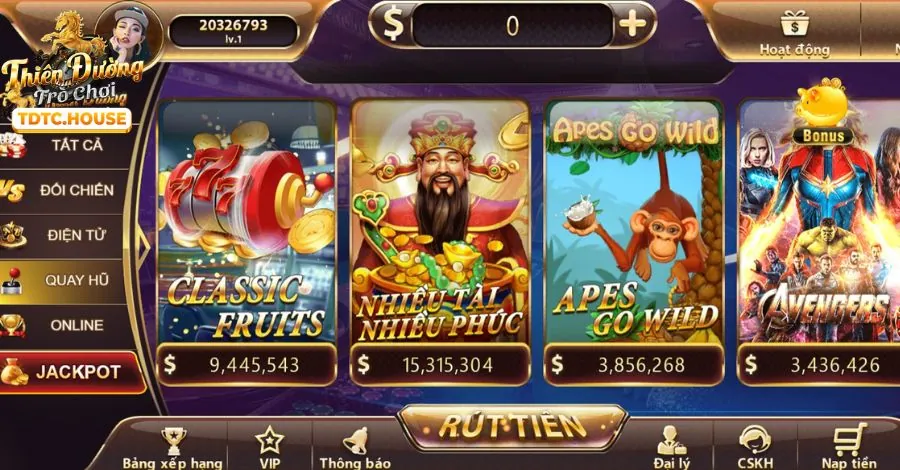 Các máy slot game đa dạng với cơ hội trúng Jackpot lớn